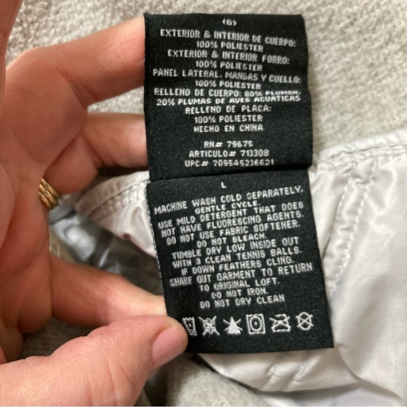 London Fog Silver Zip Up Down Puffer Jacket Quilted Women’s Size L Zip Pockets - Picture 11 of 12